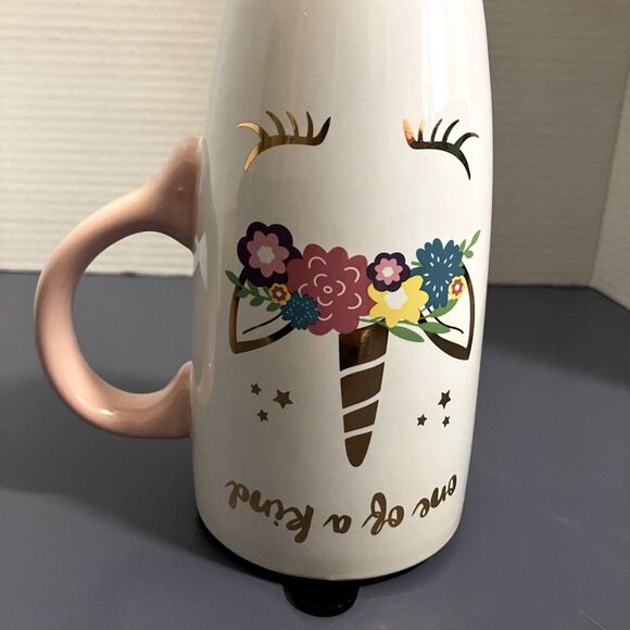 Unicorn Sheffield Travel Mug with Lid- Coffee or Tea Pink Handle - Picture 6 of 13